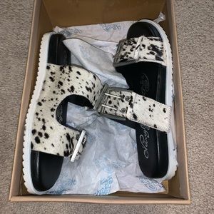 Faux hide sandals